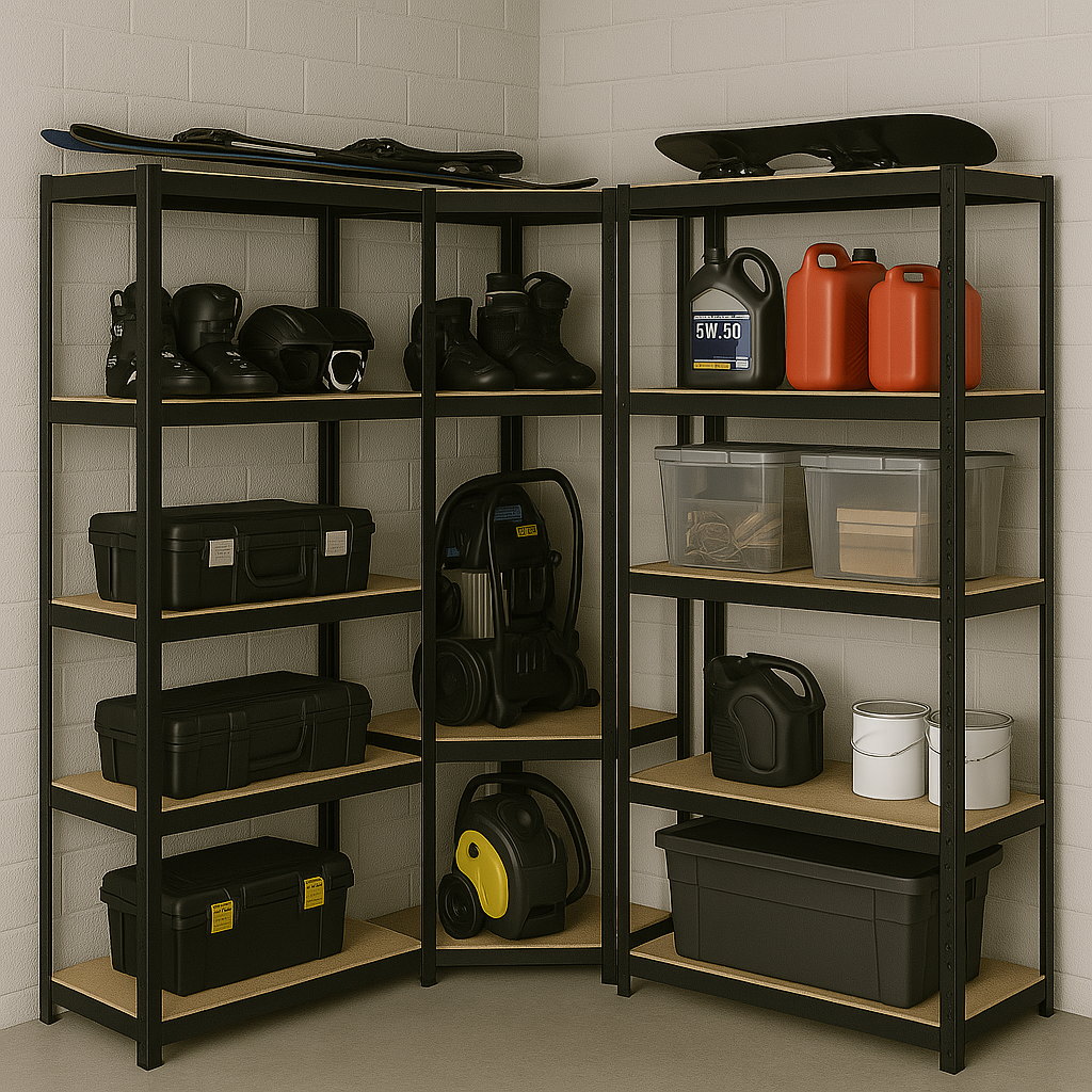 Regál rohový v sestavě antracit